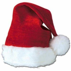 Traditiona Red and White Plush Christmas Santa Hat